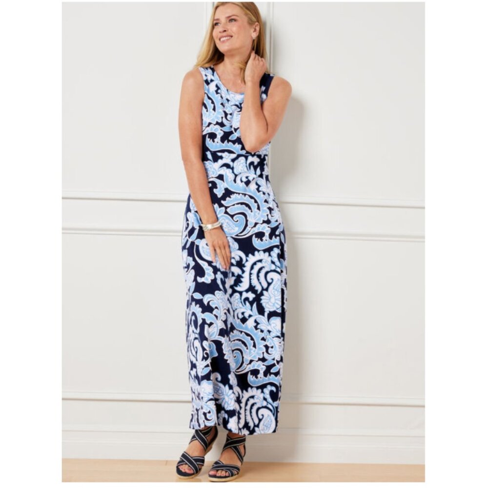 Talbots Jersey Maxi Dress Dynamic Paisley Large